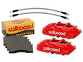 Wilwood D11 Calipers with Pads and Stainless Lines, Red - 1965-1967 Ford Mustang