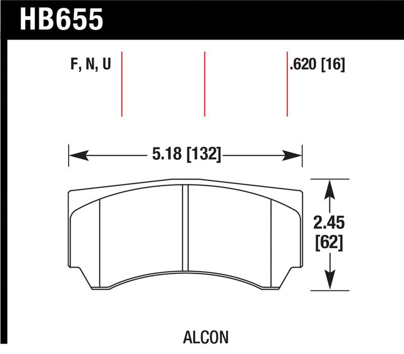 Hawk Performance HB655U.620 DTC-70 Race Brake Pads - Alcon RC4498X600 Caliper