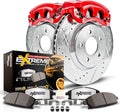 2003-2005 Dodge Ram 1500 Front Brake and Caliper Kit - Power Stop KC2167-36 Red Powder Coated Calipers + Z36 Pads + Drilled/Slotted Rotors