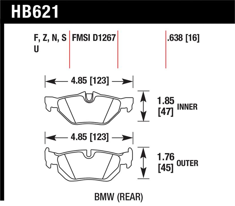 Hawk Performance DTC-70 Rear Race Brake Pad Set HB621U.638 - BMW 128i, 323i, 328i and 328xi