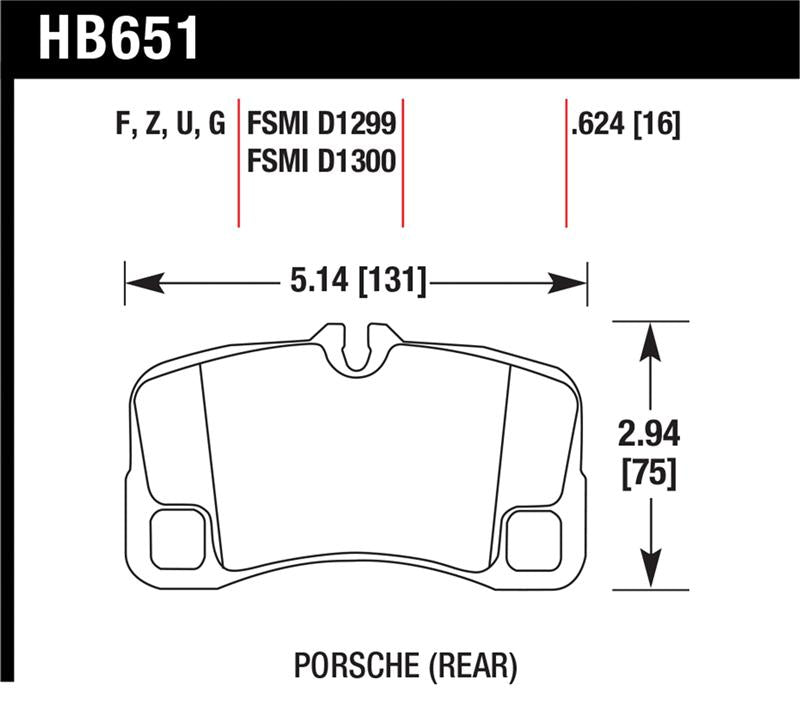 Hawk HB651G.624 DTC-60 Race Rear Brake Pads - 2007-2008 Porsche 911 Turbo, GT3, GT3 Cup