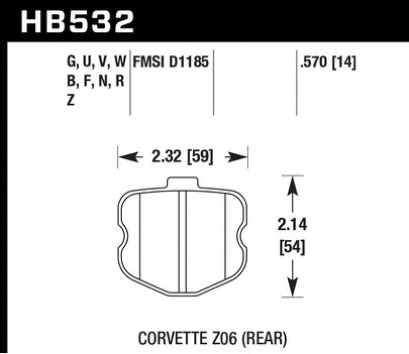 Hawk Performance HB532D.570 ER-1 Motorsports Rear Brake Pads - 2010-2013 Corvette Grand Sport