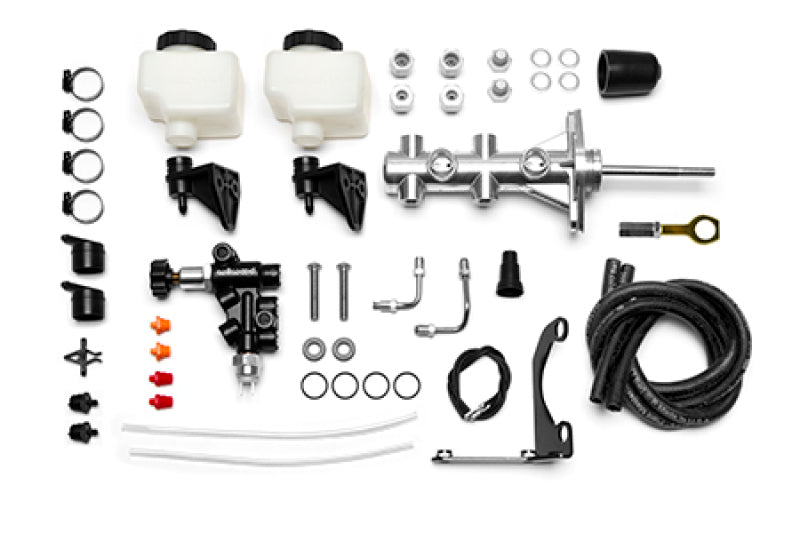 Wilwood Remote Tandem Master Cylinder Kit 7/8in Bore with Bracket and Valve - Ball Burnished - Ford Mustang