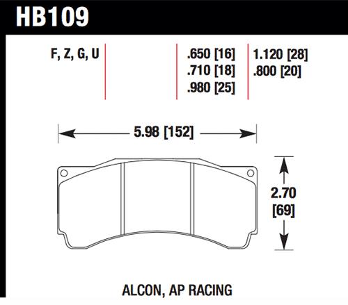 Hawk Performance HB109Z.710 Performance Ceramic Street Brake Pads - Quiet, Ultra-Low Dust