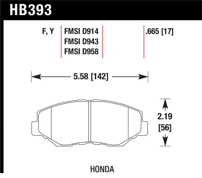 Hawk Performance HPS Street Front Brake Pad Set HB393F.665 - Acura and Honda Applications