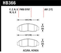 Hawk HPS Street Front Brake Pads HB366F.681 - Acura TSX, 1999-2008 TL, 2001-2003 CL, Honda Accord EX