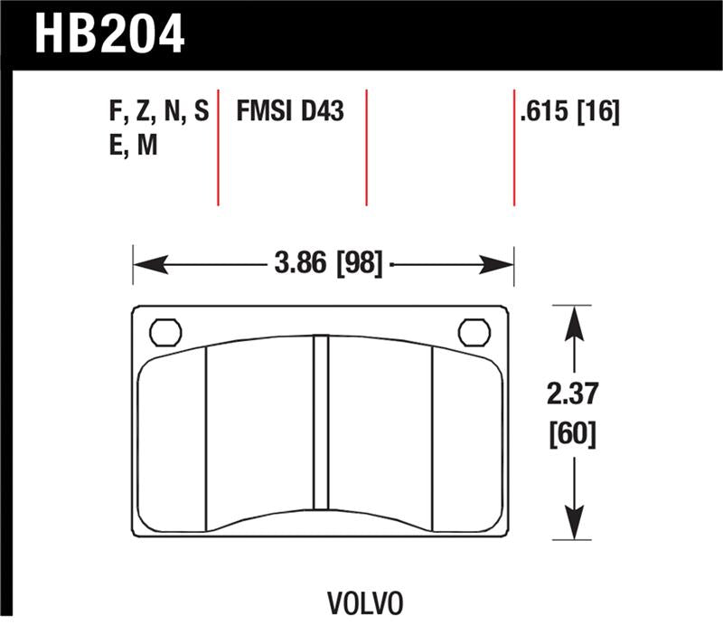 Hawk Performance HT-10 Race Front Brake Pad Set - 1990-1993 Volvo 240 / 1975-1989 Volvo 245