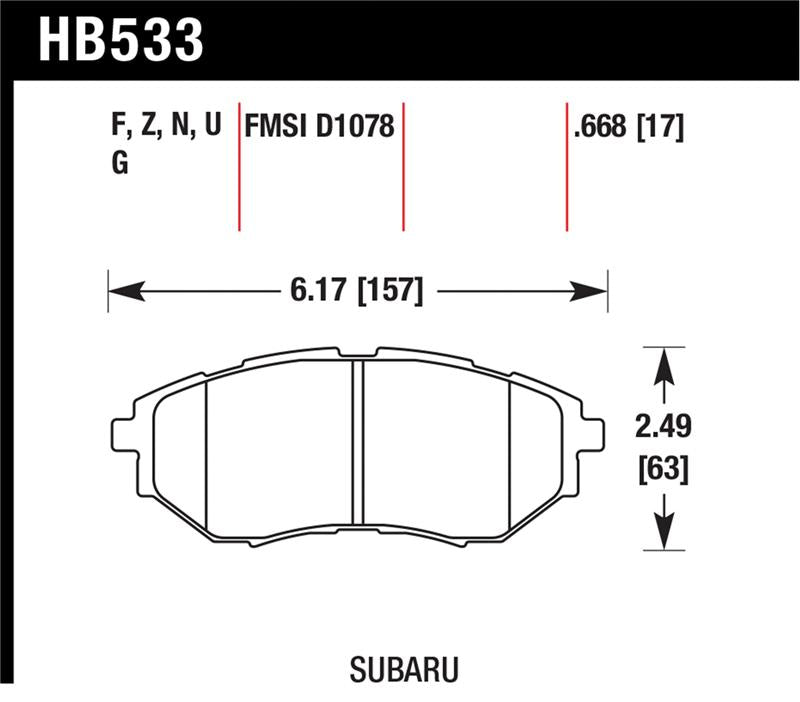 Hawk Performance DTC-60 Front Race Brake Pad Set HB533G.668 - 2005-2008 Subaru Legacy GT