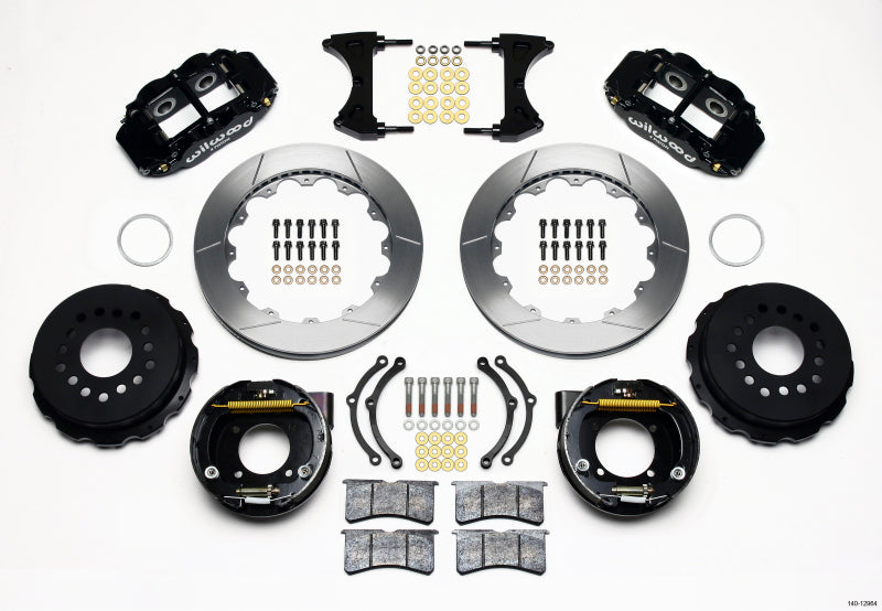 Wilwood 140-12964 Forged Narrow Superlite 4R Rear Big Brake Kit with Parking Brake 12.88in Rotors - Chevy 12-Bolt Axle with C-Clips