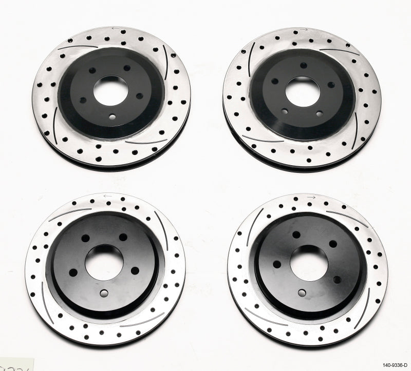 Wilwood ProMatrix Dimpled and Slotted Front and Rear Rotor Kit 140-9336-D - 1997-2004 Corvette C5, 2005-2013 C6 Base