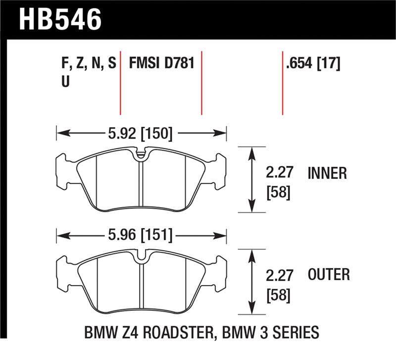 Hawk Performance HB546N.654 HP Plus Street Brake Pads