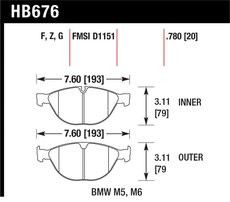 Hawk DTC-60 Front Brake Pads - 2006-2010 BMW M5/M6