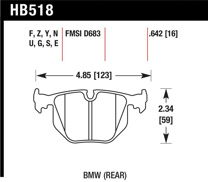 Hawk Performance HPS 5.0 Rear Brake Pad Set HB518B.642 - 2001-2006 BMW 330Ci