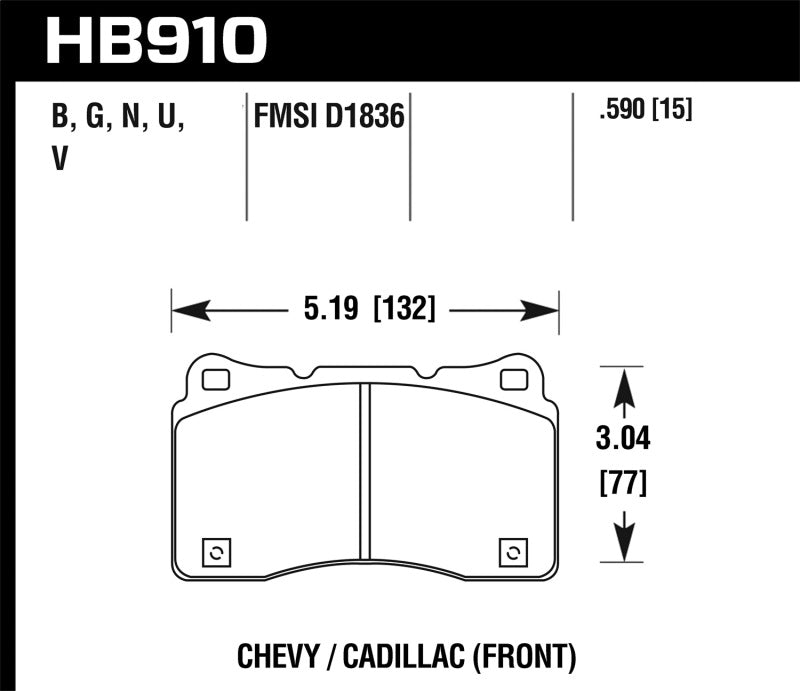 Hawk Performance HP+ Front Brake Pads - 2015-2016 Cadillac XTS / Chevrolet Corvette