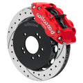 Wilwood Superlite 6R Front Big Brake Kit 12.88in Drilled and Slotted Rotors Red Calipers Flexlines - 1999-2002 Nissan Skyline