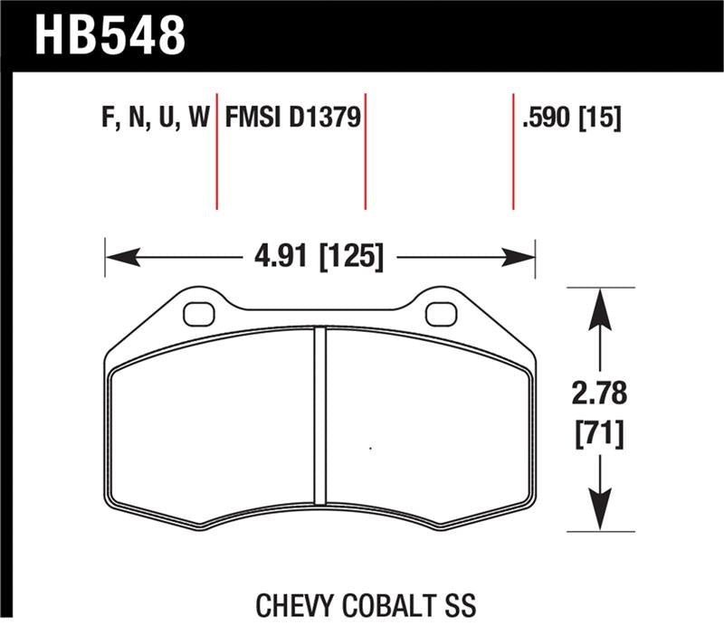 Hawk Performance HPS Front Brake Pad Set HB548F.510 - Renault Clio and Chevrolet Cobalt SS