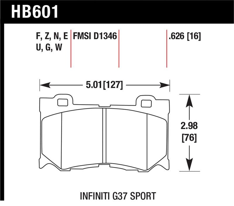 Hawk Performance HP Plus Front Brake Pads HB601N.626 - Infiniti G37 Sport