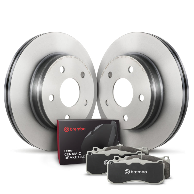 Brembo OE KT00610 Front Disc Brake Kit - UV Coated Vented Rotors with Prime Ceramic Pads