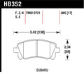 Hawk Performance HPS Street Front Brake Pad Set HB352F.665 (D721) - Subaru WRX, Impreza, Legacy 2.5L, Forester 2.5L