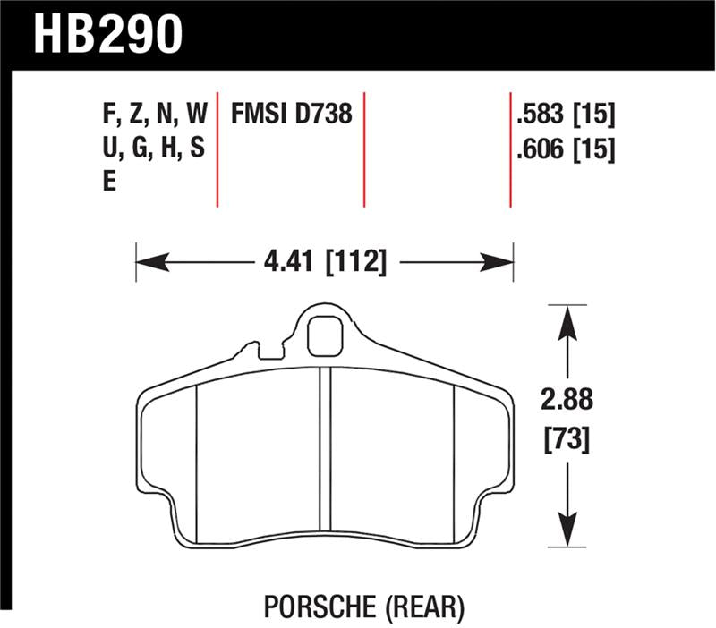 Hawk HT-10 Race Rear Brake Pads HB290S.583 - 2007-2012 Porsche Boxster S