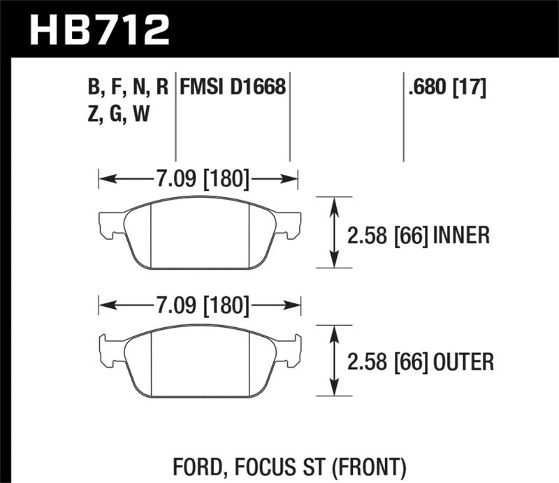 Hawk Performance ER-1 Front Brake Pads - 2013-2014 Ford Focus 2.0L ST