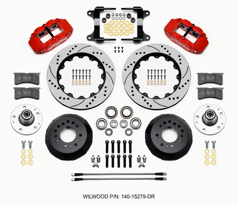 Wilwood Narrow Superlite 6R Front Hub Kit Drilled Red 14.00in 140-15279-DR - 1982-1992 Camaro