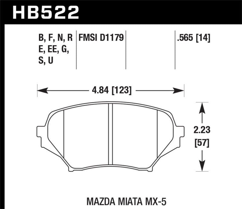 Hawk ER-1 Front Brake Pads with Clips - 2015 Mazda MX-5 Miata 2.0L 25th Anniversary Edition - HB522D.565