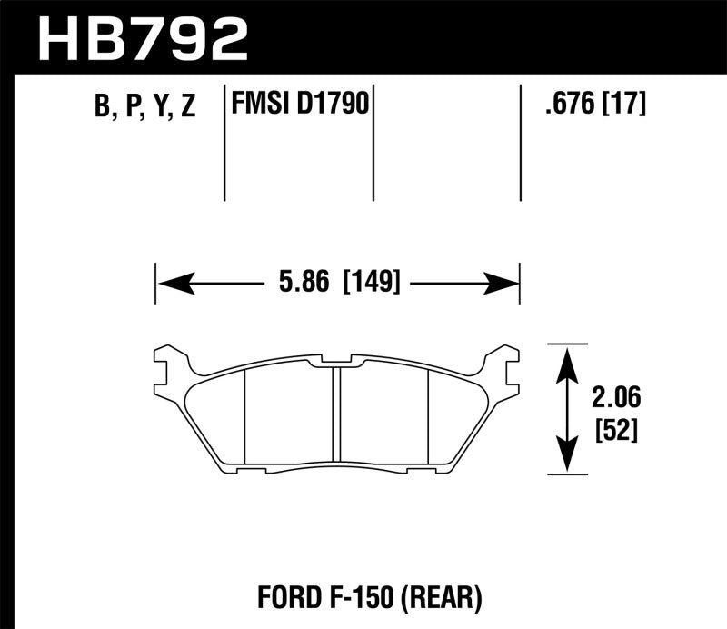 Hawk Performance HB792G.676 DTC-60 Rear Brake Pads - 2015-2020 Ford F-150
