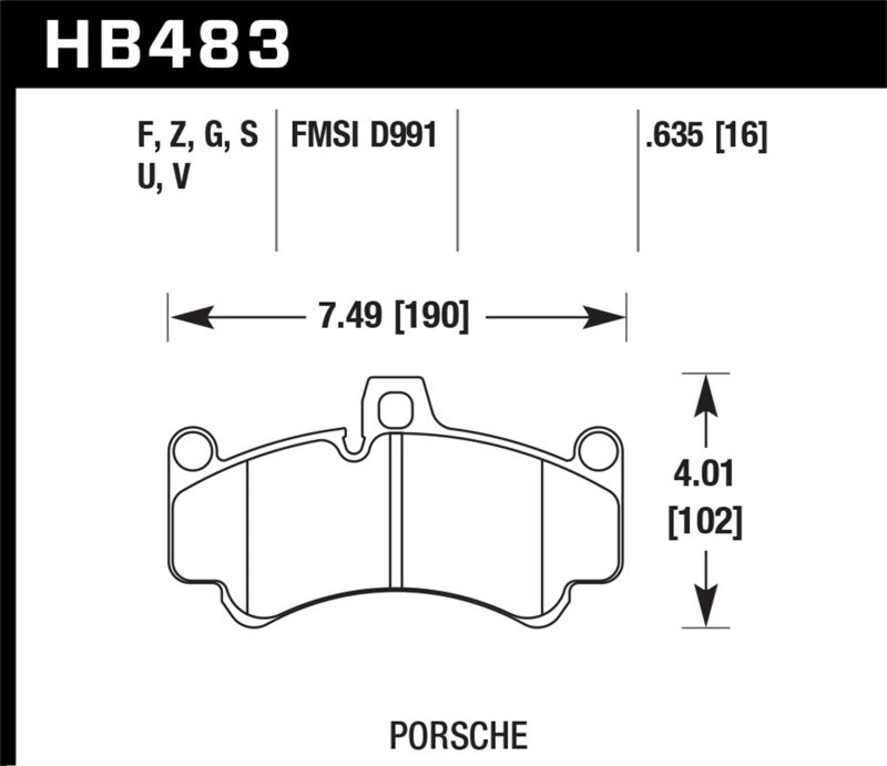 Hawk ER-1 Front Brake Pad Set - 2005-2008 Porsche 911 Carrera 3.6L (Ceramic Composite Brakes)
