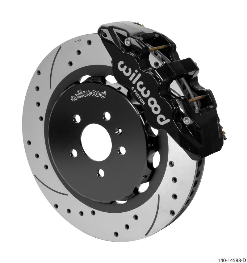 Wilwood AERO6 Front Big Brake Kit 15.00in Drilled and Slotted Rotors with Lines - 2008-2012 Audi A4/A5/S5 (140-14588-D)