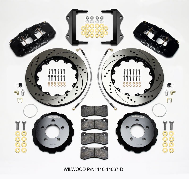 Wilwood AERO6 Front Hat Big Brake Kit 140-14067-D 14.25in Drilled Rotors with Lines - Dodge Challenger