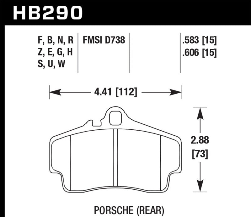 Hawk ER-1 Rear Brake Pads - 1997-1999 Porsche Boxster 2.5L Base, 4-Piston Caliper