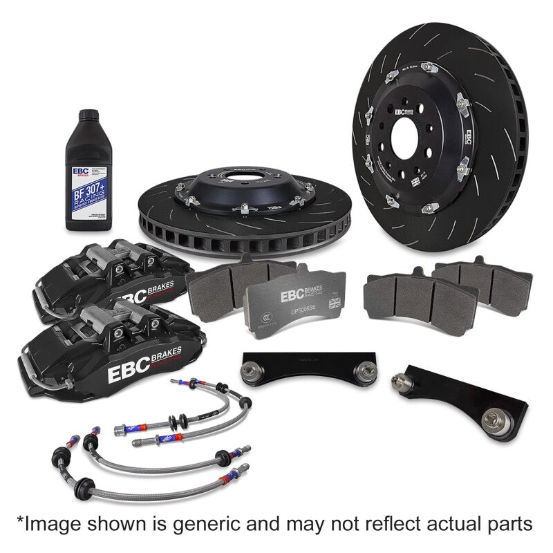 EBC Racing BBK054BLK-1 Front Big Brake Kit Black 6-Piston Apollo Calipers 355mm Rotors - 2012-2021 Subaru WRX STI