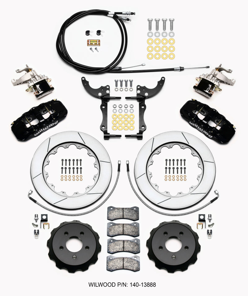 Wilwood AERO4 / MC4 Rear Big Brake Kit 14.00 Inch Rotors with Lines and Cables - 2015-2023 Ford Mustang