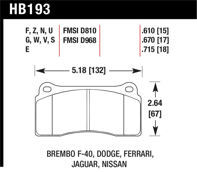 Hawk Performance DTC-60 Race Brake Pads HB193G.610 - Rotora FC4 Caliper