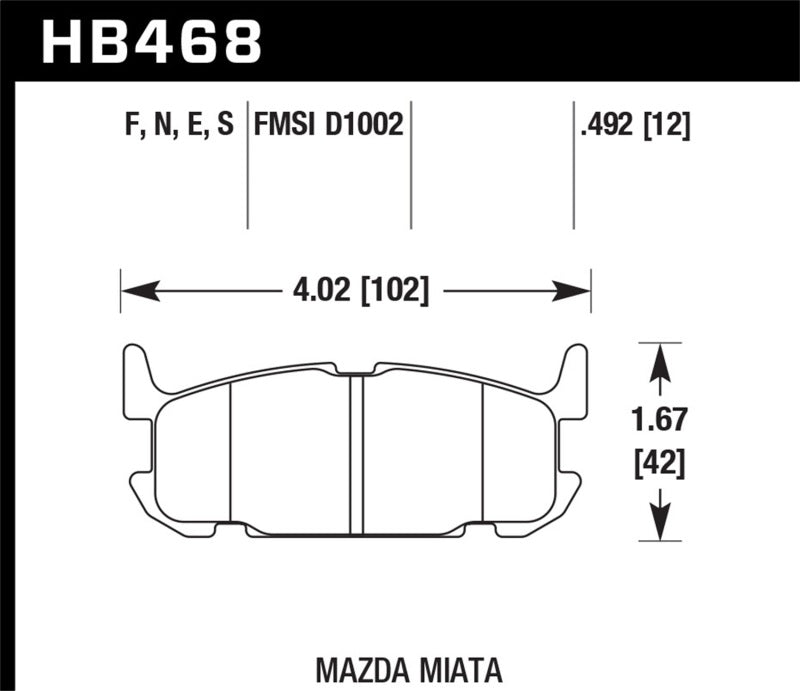 Hawk ER-1 Rear Brake Pad Set - 2001-2005 Mazda Miata 1.8L Base