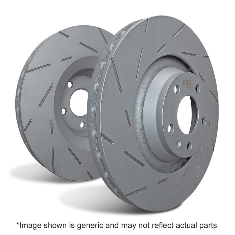 EBC USR Series Slotted Rear Brake Rotor Set USR7643 - 2008-2016 Mitsubishi Lancer Evolution X 2.0 Turbo (1-Piece Rotor)