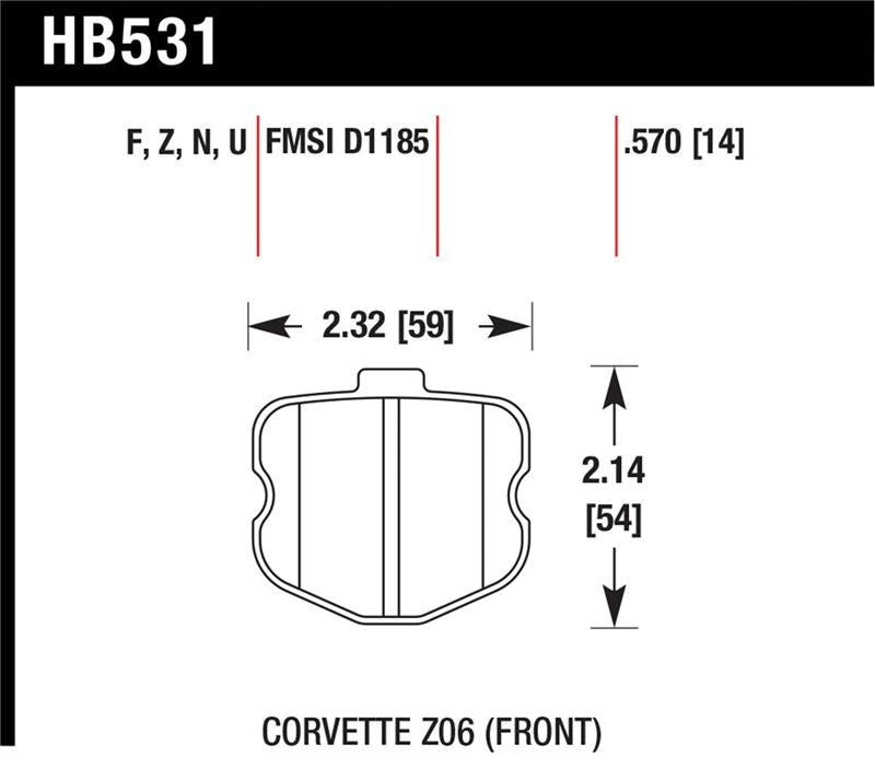 Hawk Performance DTC-70 Front Race Brake Pads HB531U.570 - 2010-2012 Corvette Grand Sport / 2006-2012 Z06