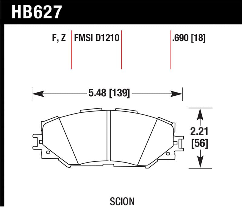 Hawk Performance HB627Z.690 Performance Ceramic Street Brake Pad Set - Quiet, Ultra-Low Dust