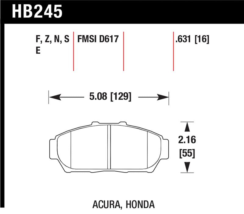 Hawk Performance HPS Street Front Brake Pads HB245F.631 - 1994-2001 Acura Integra excludes Type R
