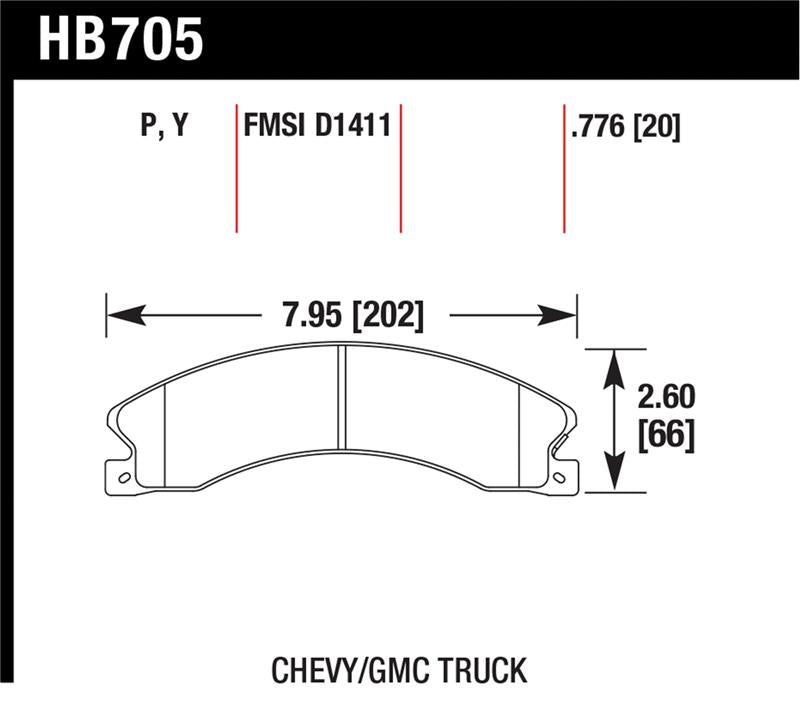 Hawk LTS Rear Brake Pad Set HB705Y.776 - Chevrolet and GMC Express, Savana, Silverado, Sierra 1500-4500