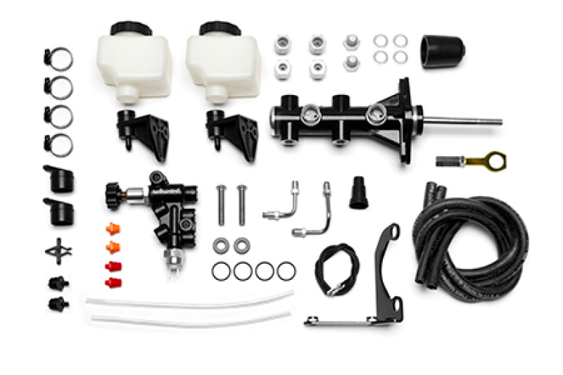 Wilwood Remote Tandem Master Cylinder Kit 15/16in Bore with Bracket and Valve - Black - Ford Mustang