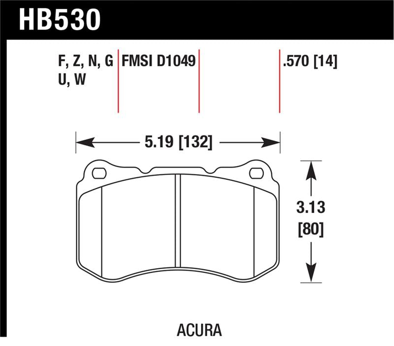 Hawk Performance HB530W.570 DTC-30 Race Front Brake Pads - 2007-2008 Acura TL Type S
