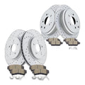 Front and Rear Drilled and Slotted Brake Rotors Ceramic Brake Pads Brake Kit Rep