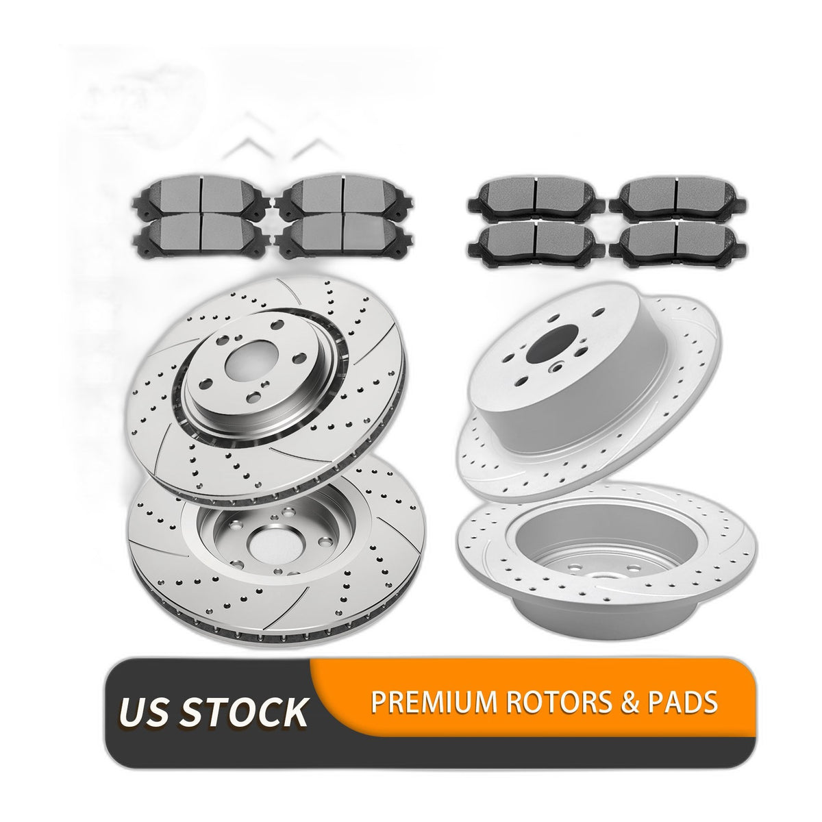 Front and Rear Brake Rotors Pads Kit for Toyota Highlander 2008-2009 2010-2013