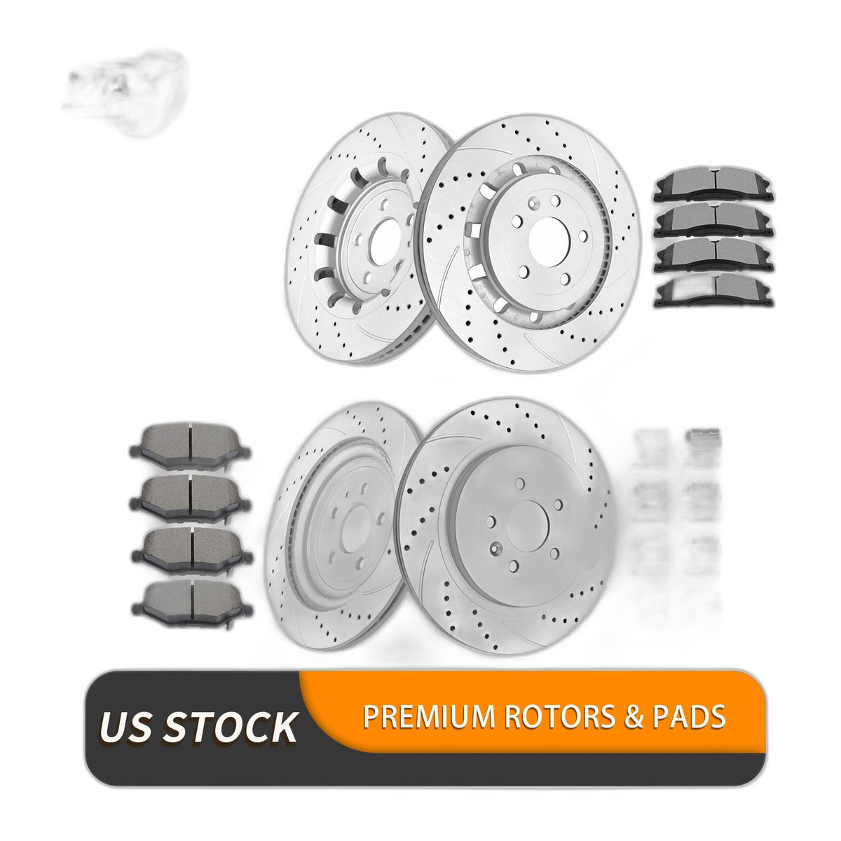 Front and Rear Brake Rotors Pads Kit for Ford Explorer Flex Slotted Drilled