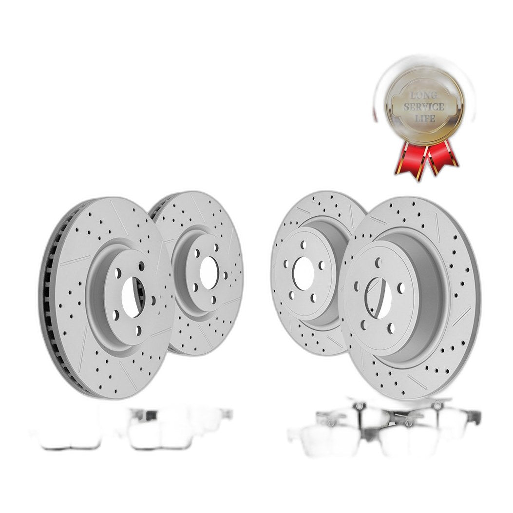 Front and SOLID Rear Brake Rotors Ceramic Brake Pads for FORD EDGE 2015-2020