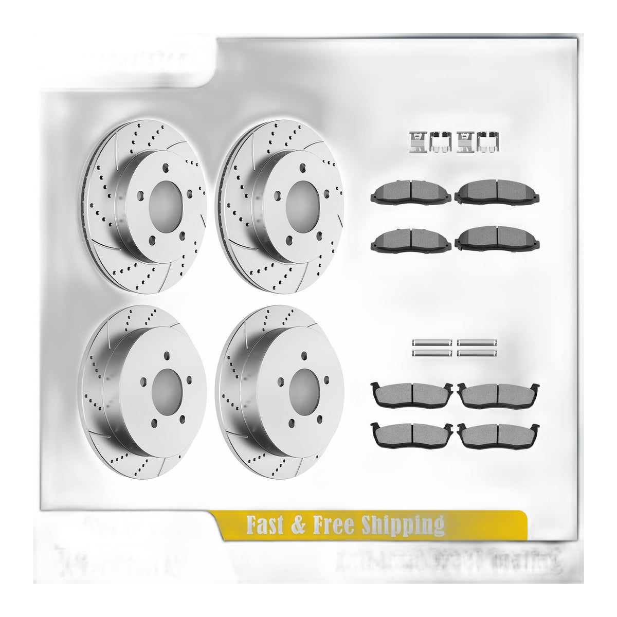 Front Rear Brake Rotors and Ceramic Pads for Ford F-150 1999-2003 4WD Drilled