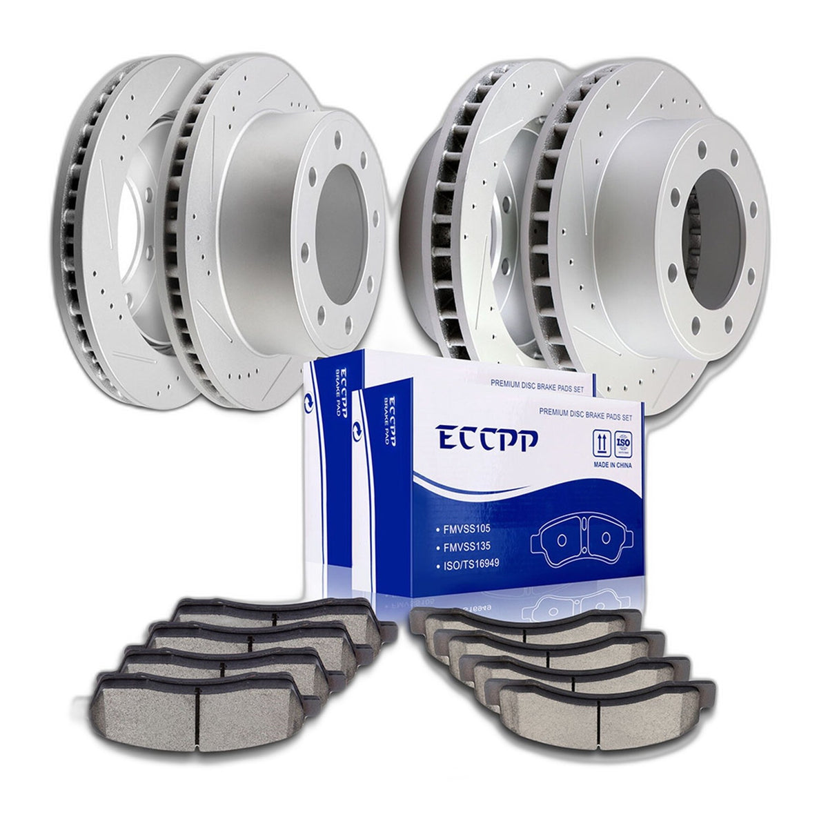 4x4 Brake Rotors + Brake Pads for Excursion F250 F350 Front & Rear Brakes Kit
