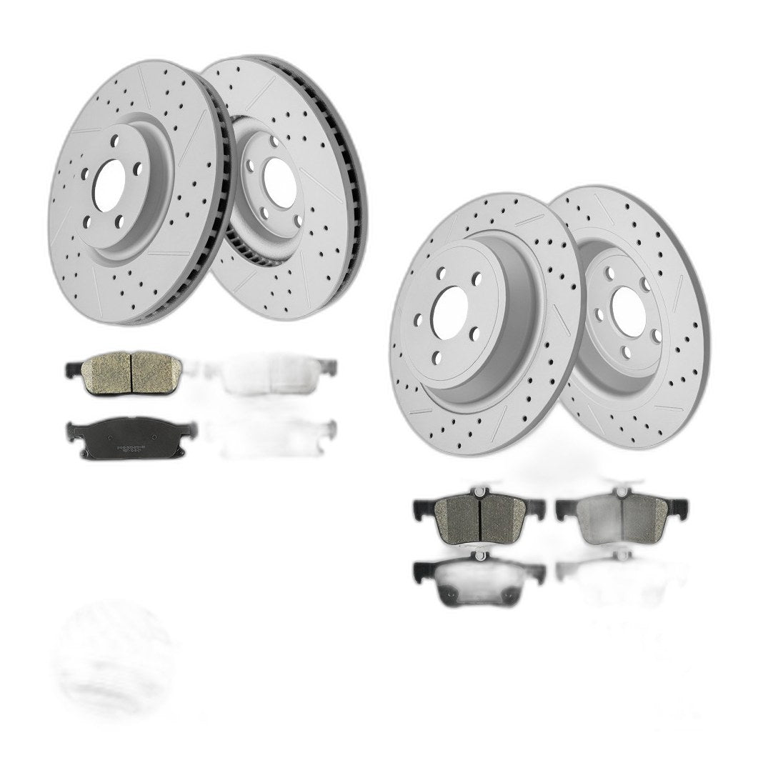 316mm For 2015 - 2020 Ford Edge Front Rear Disc Rotors Ceramic Brake Pads Kit